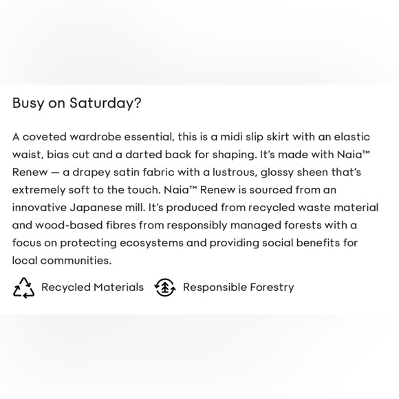 New with Tags Aritzia Babaton Slip Satin Midi Skirt High-Rise Cognac Size 6 - Picture 10 of 10